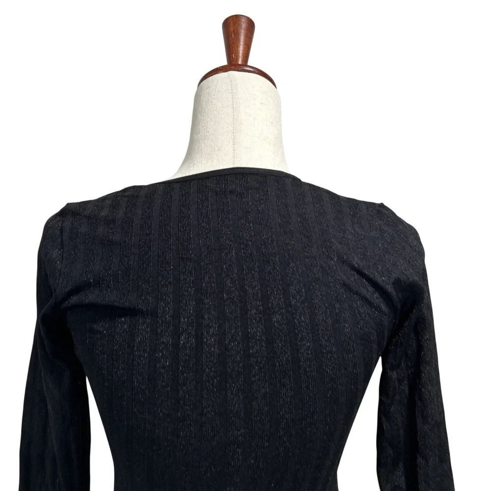 Intimately Free People Shirt XS Small Black Ribbed Square Neck Sparkly Top